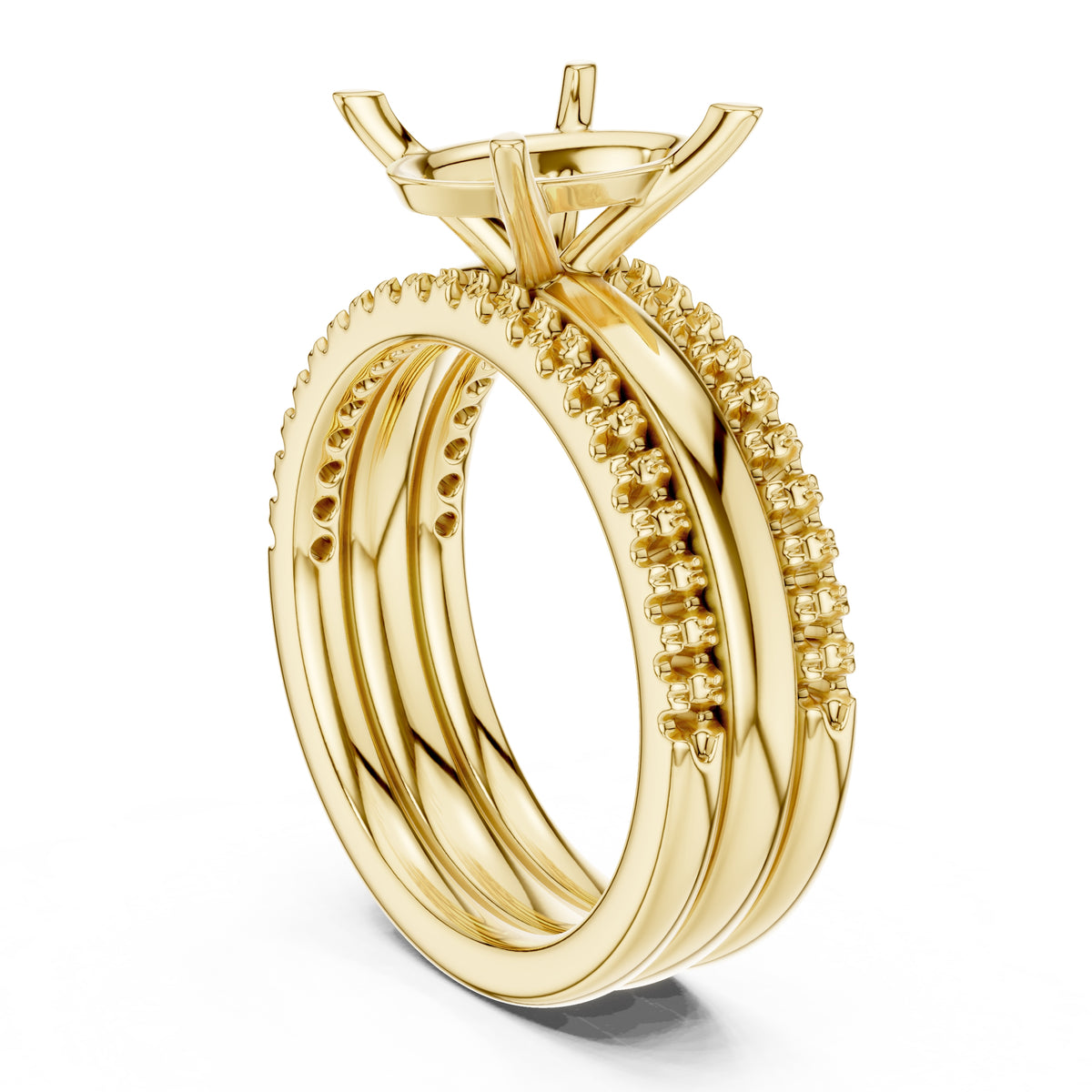 3.00 ct Sovereign Triple-Band Engagement Ring 3ct Yellow Gold Oval