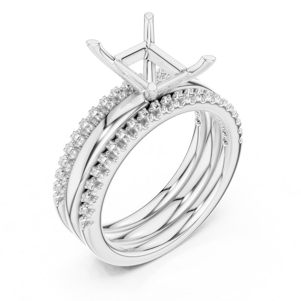 3.00 ct Sovereign Triple-Band Engagement Ring 3ct White Gold Radiant