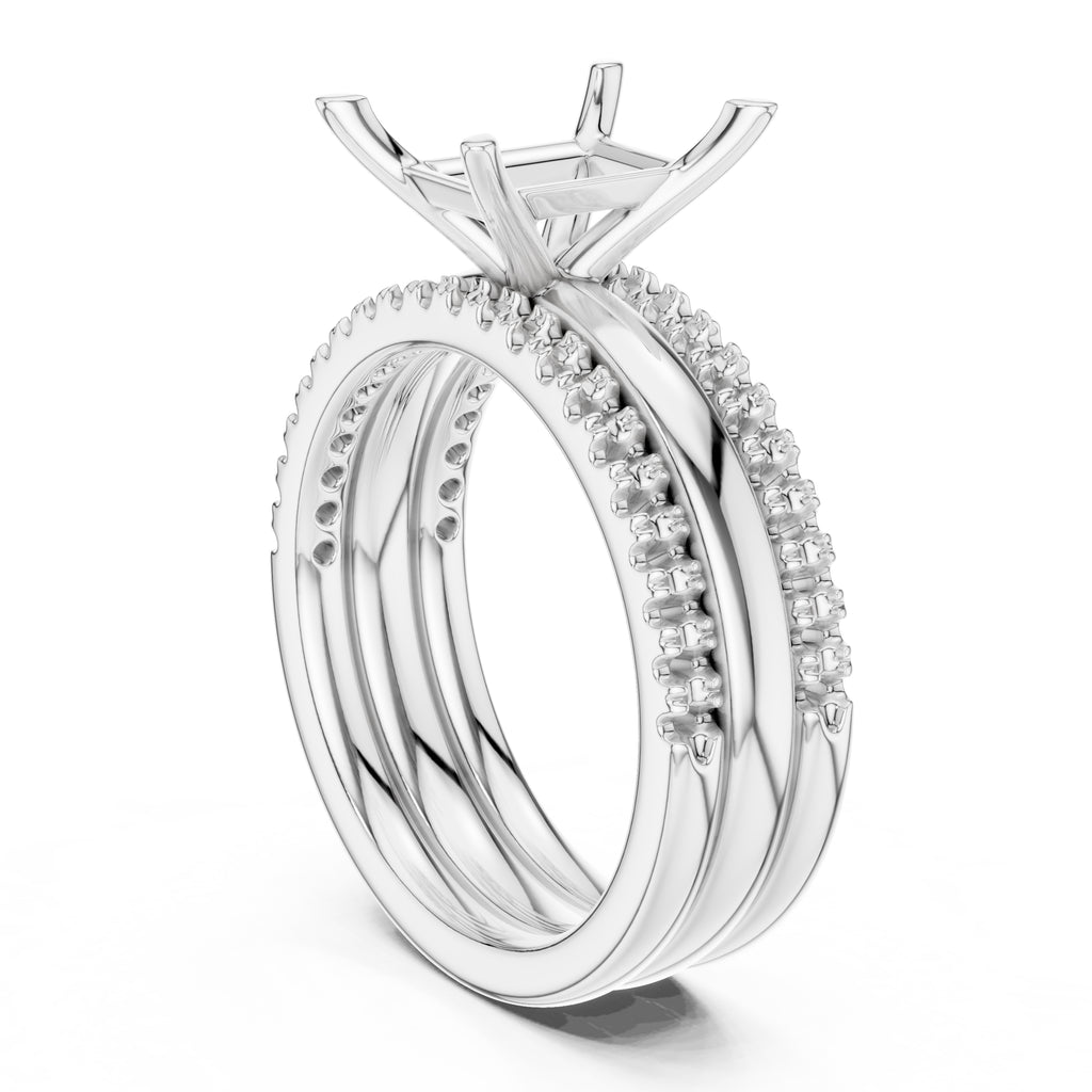 3.00 ct Sovereign Triple-Band Engagement Ring 3ct White Gold Radiant