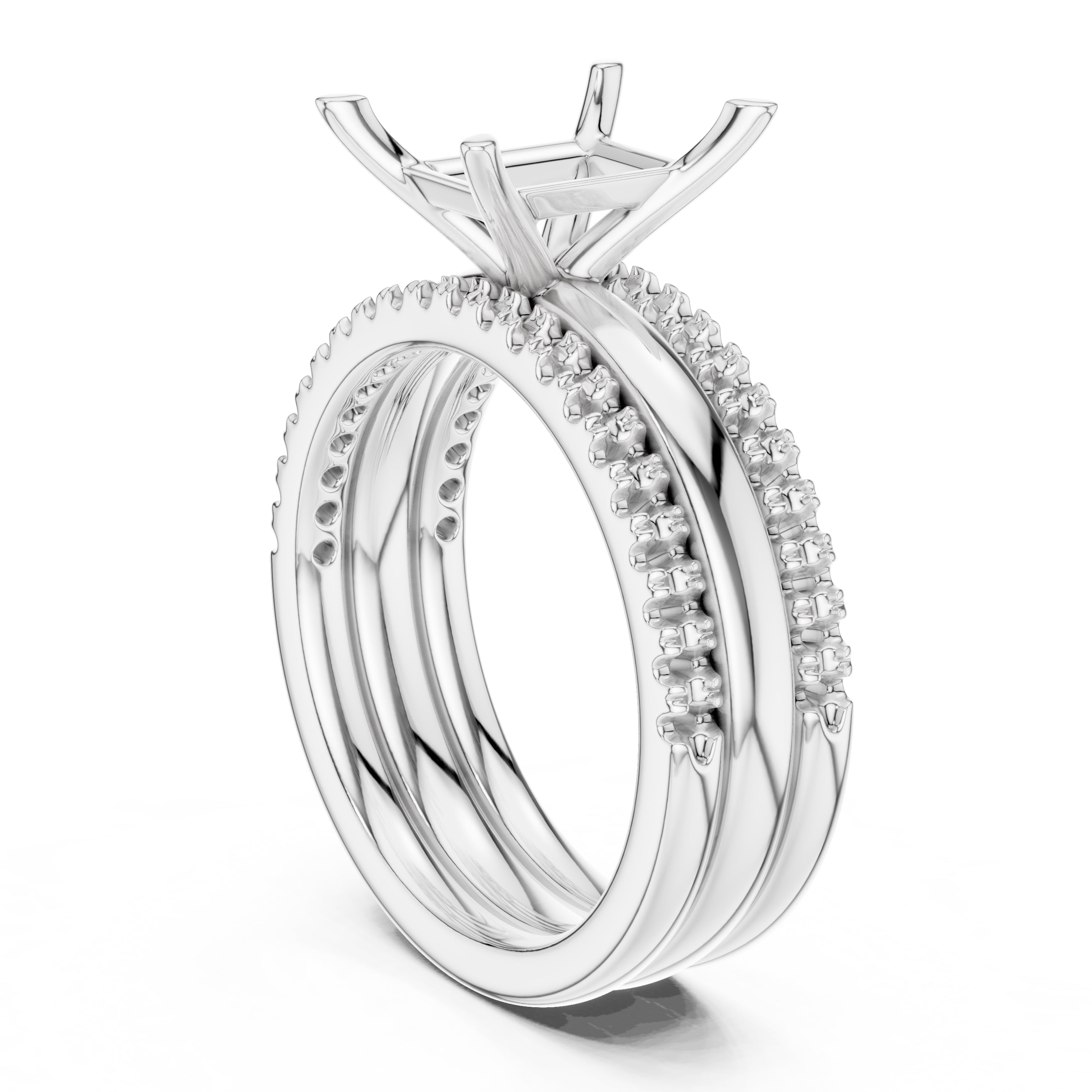 3.00 ct Sovereign Triple-Band Engagement Ring 3ct White Gold Radiant