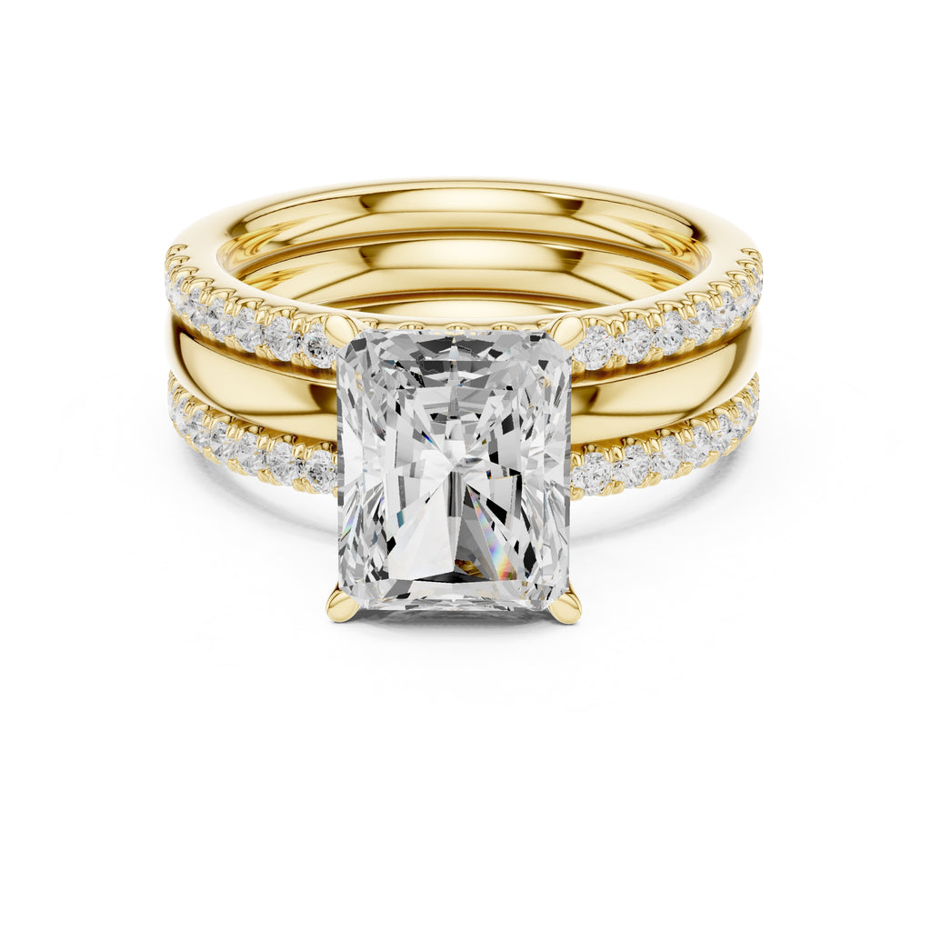 3.00 ct Sovereign Triple-Band Engagement Ring 3ct Yellow Gold Radiant
