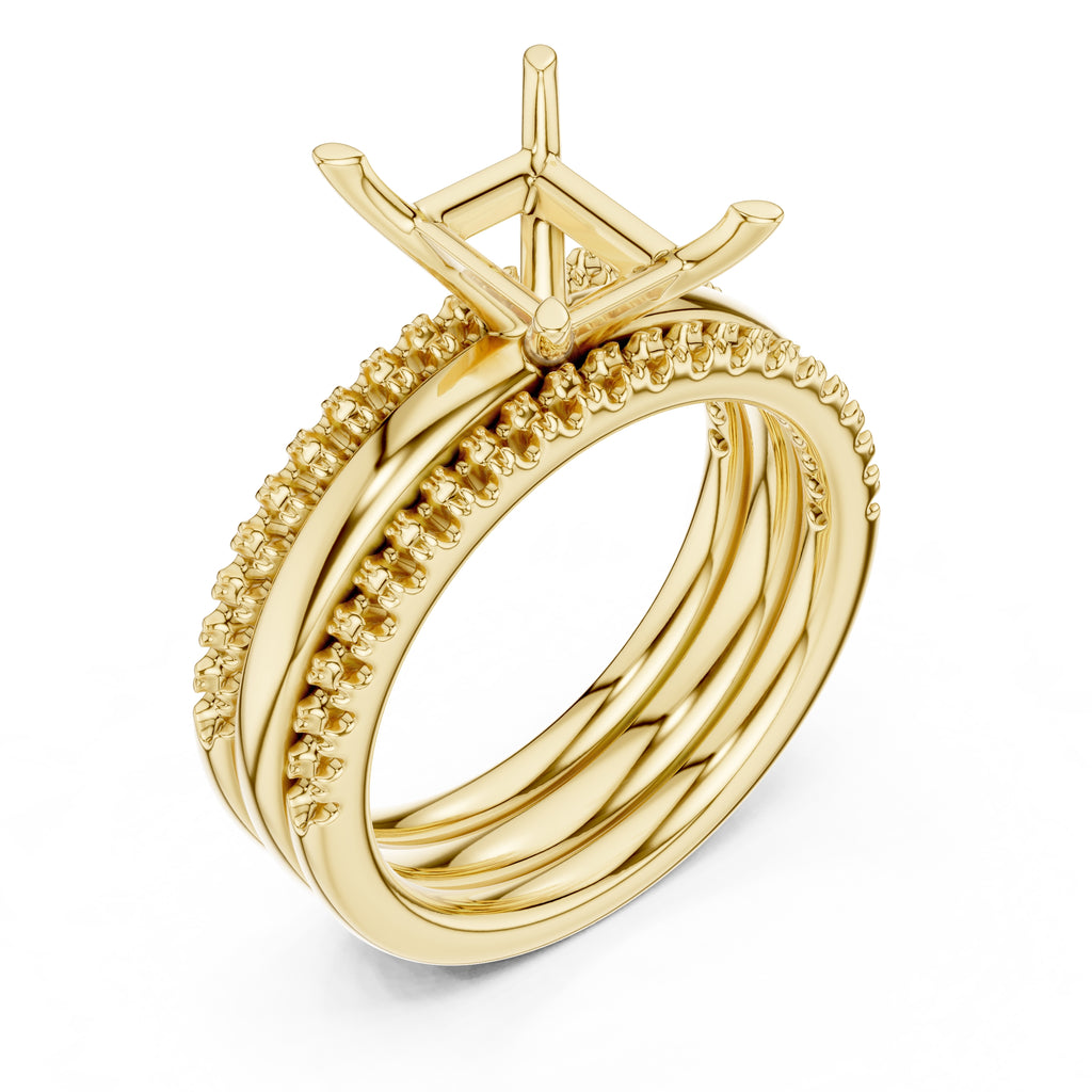 3.00 ct Sovereign Triple-Band Engagement Ring 3ct Yellow Gold Radiant