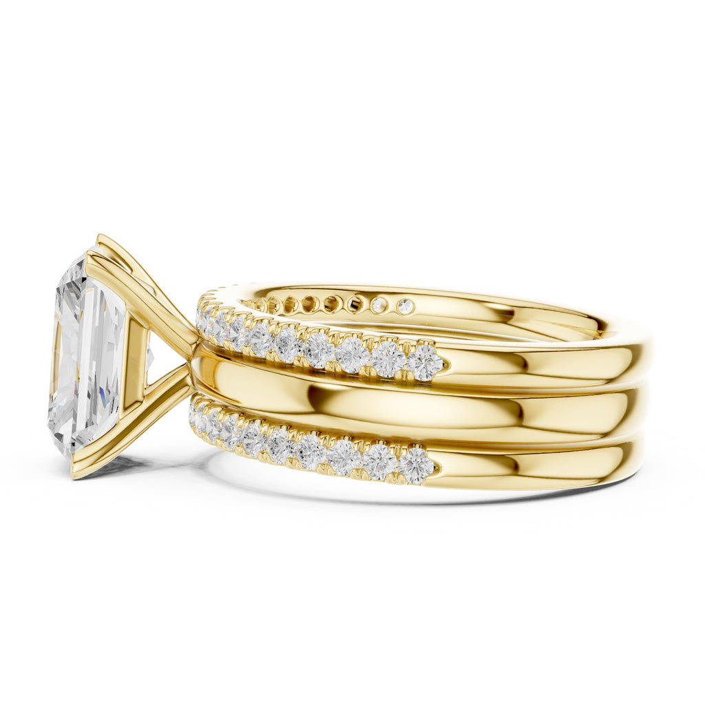 3.00 ct Sovereign Triple-Band Engagement Ring 3ct Yellow Gold Radiant