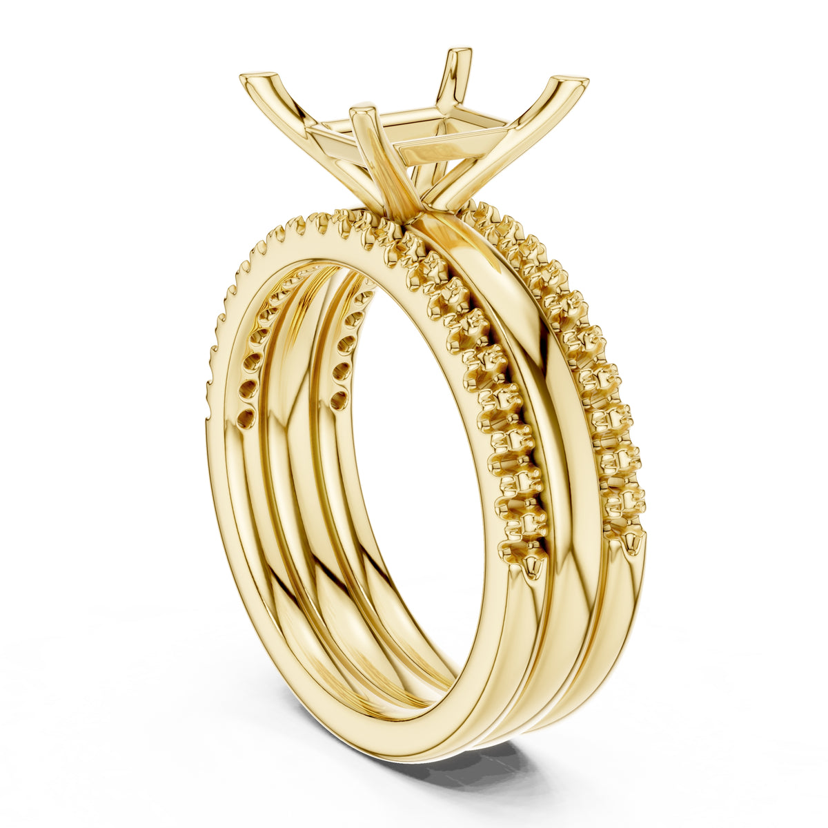 3.00 ct Sovereign Triple-Band Engagement Ring 3ct Yellow Gold Radiant