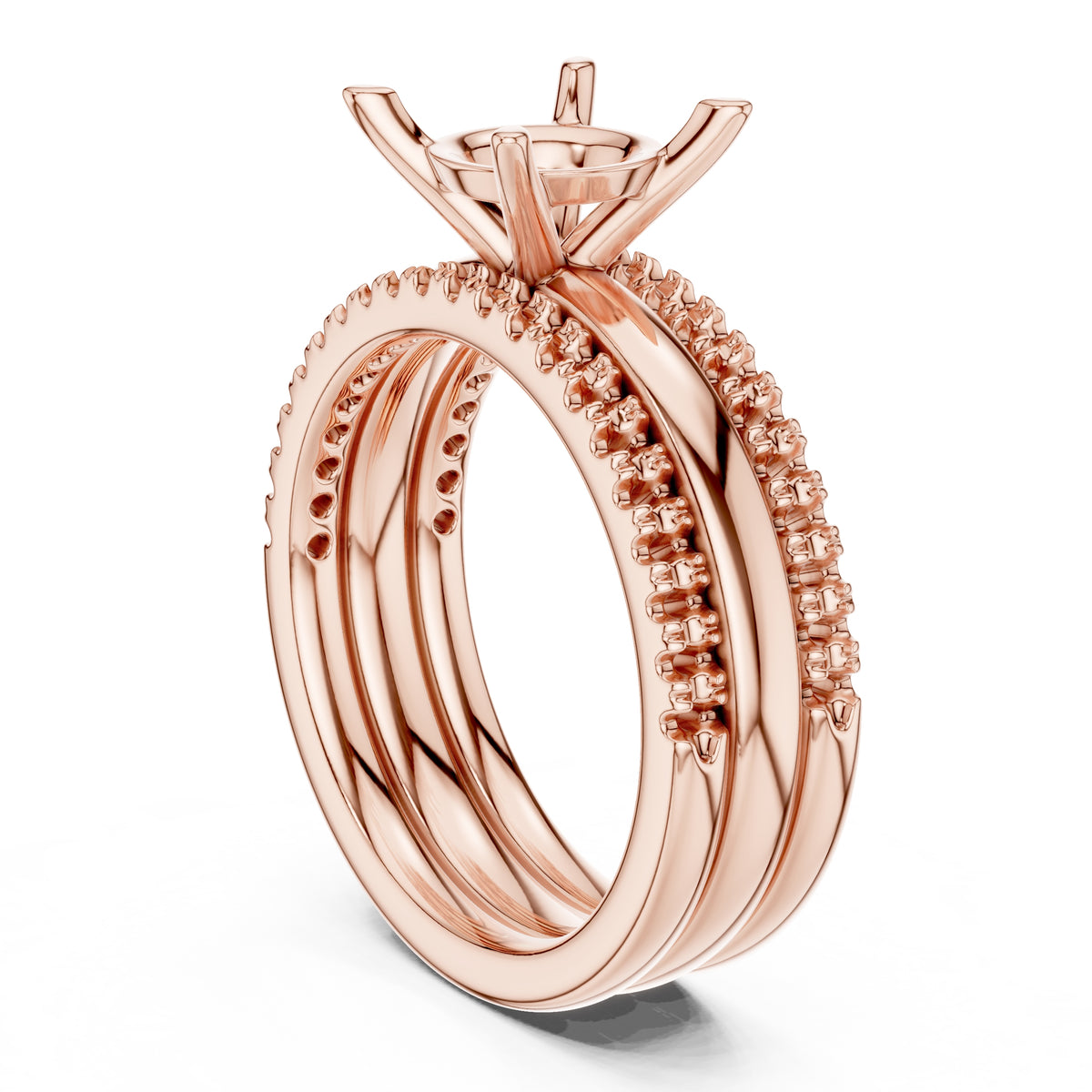 3.00 ct Sovereign Triple-Band Engagement Ring 3ct Rose Gold Round