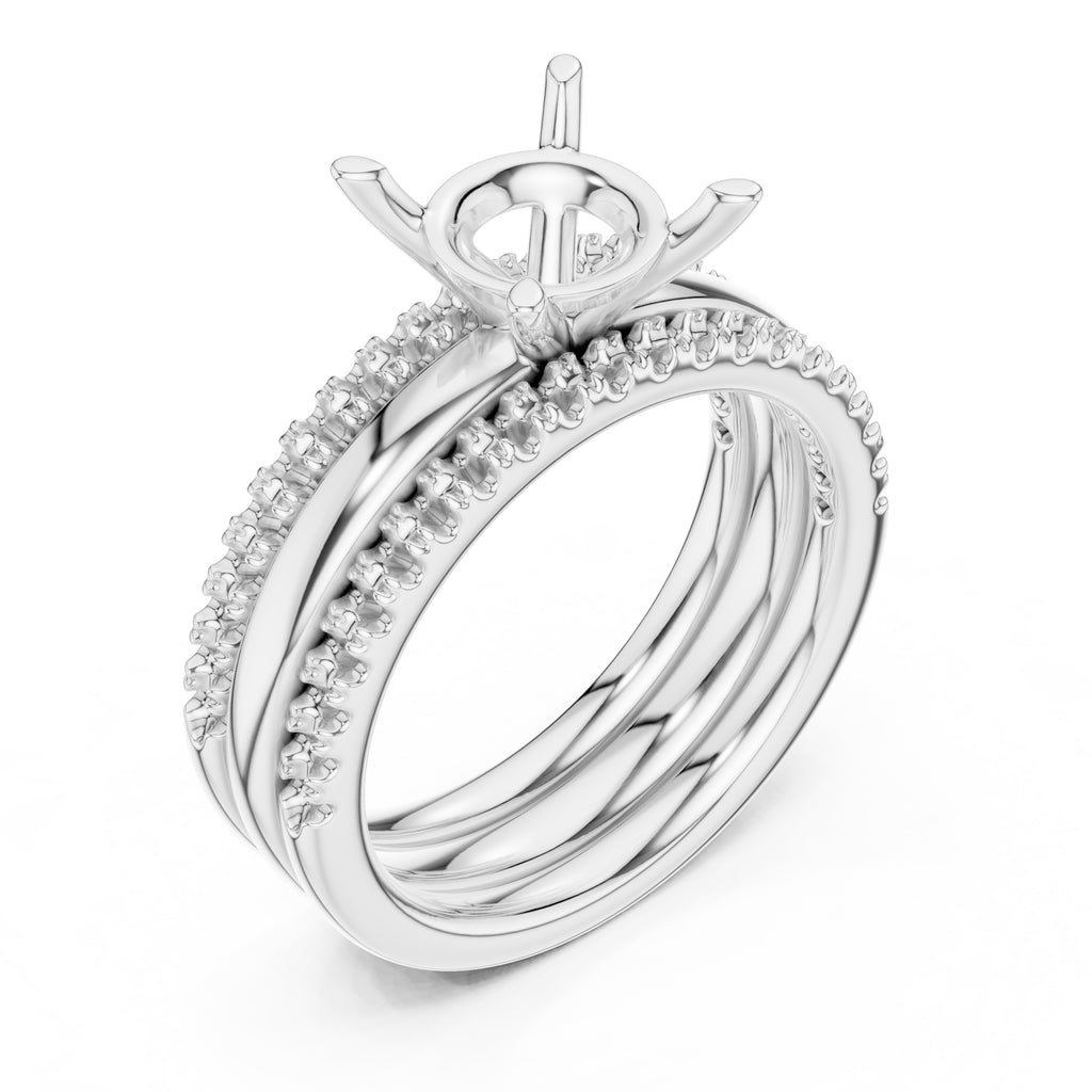 3.00 ct Sovereign Triple-Band Engagement Ring 3ct White Gold Round