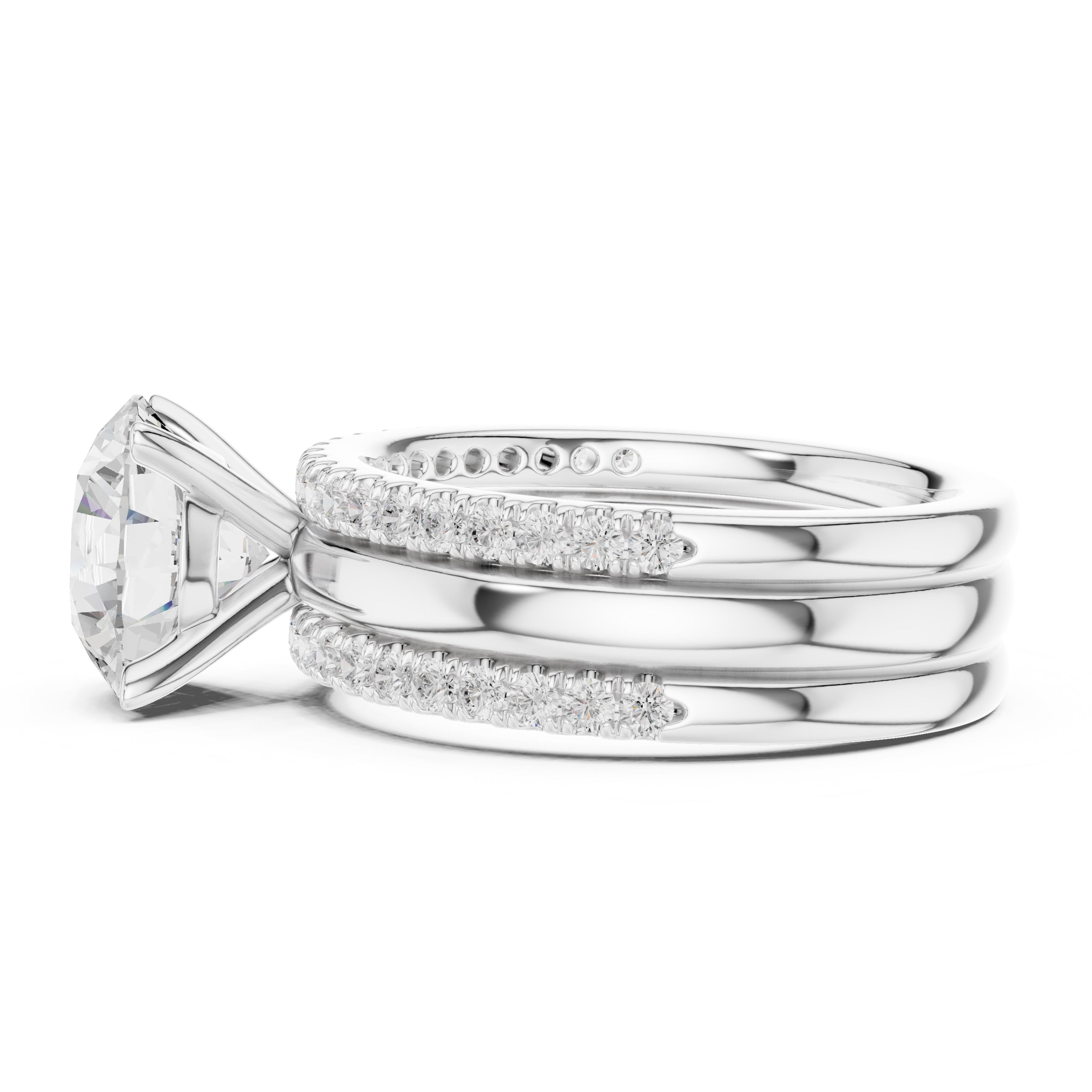 3.00 ct Sovereign Triple-Band Engagement Ring 3ct White Gold Round