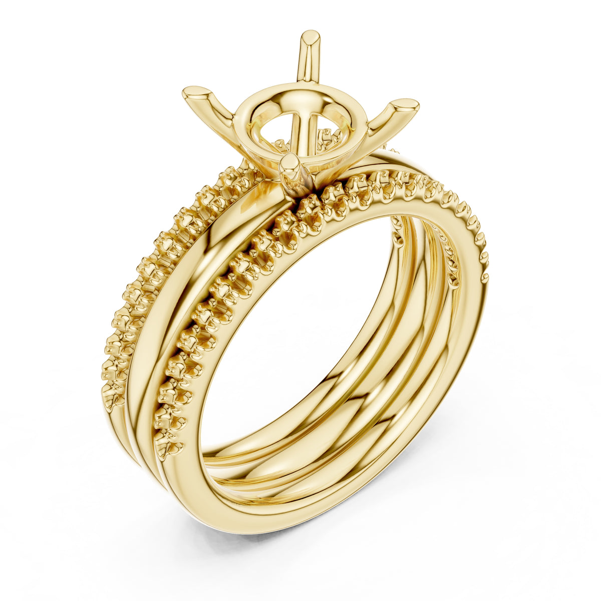 3.00 ct Sovereign Triple-Band Engagement Ring 3ct Yellow Gold Round