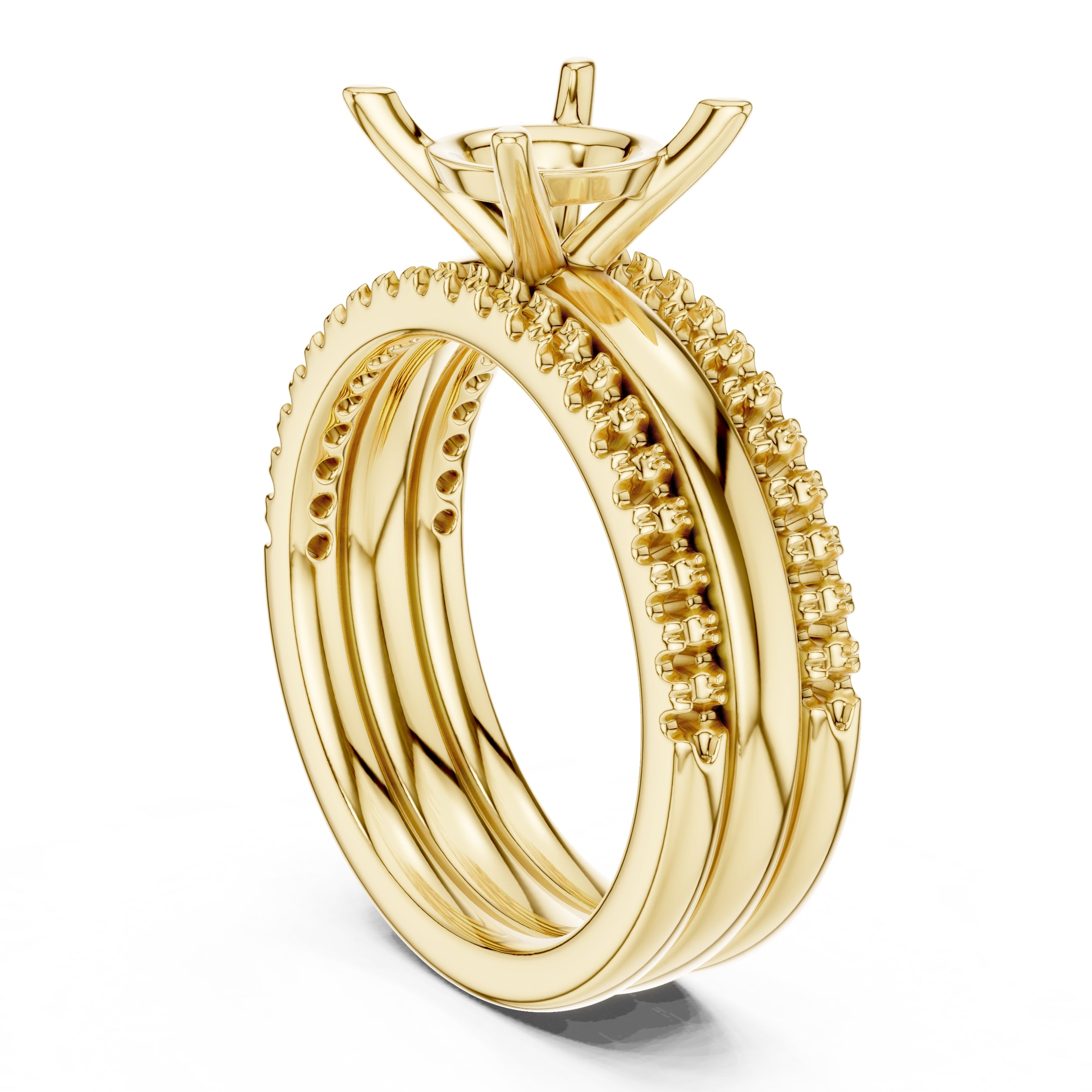 3.00 ct Sovereign Triple-Band Engagement Ring 3ct Yellow Gold Round