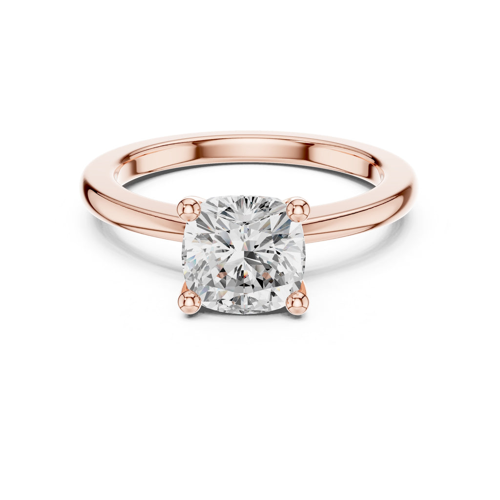 1.50 ct Aura Solitaire Engagement Ring 1.5ct Rose Gold Cushion