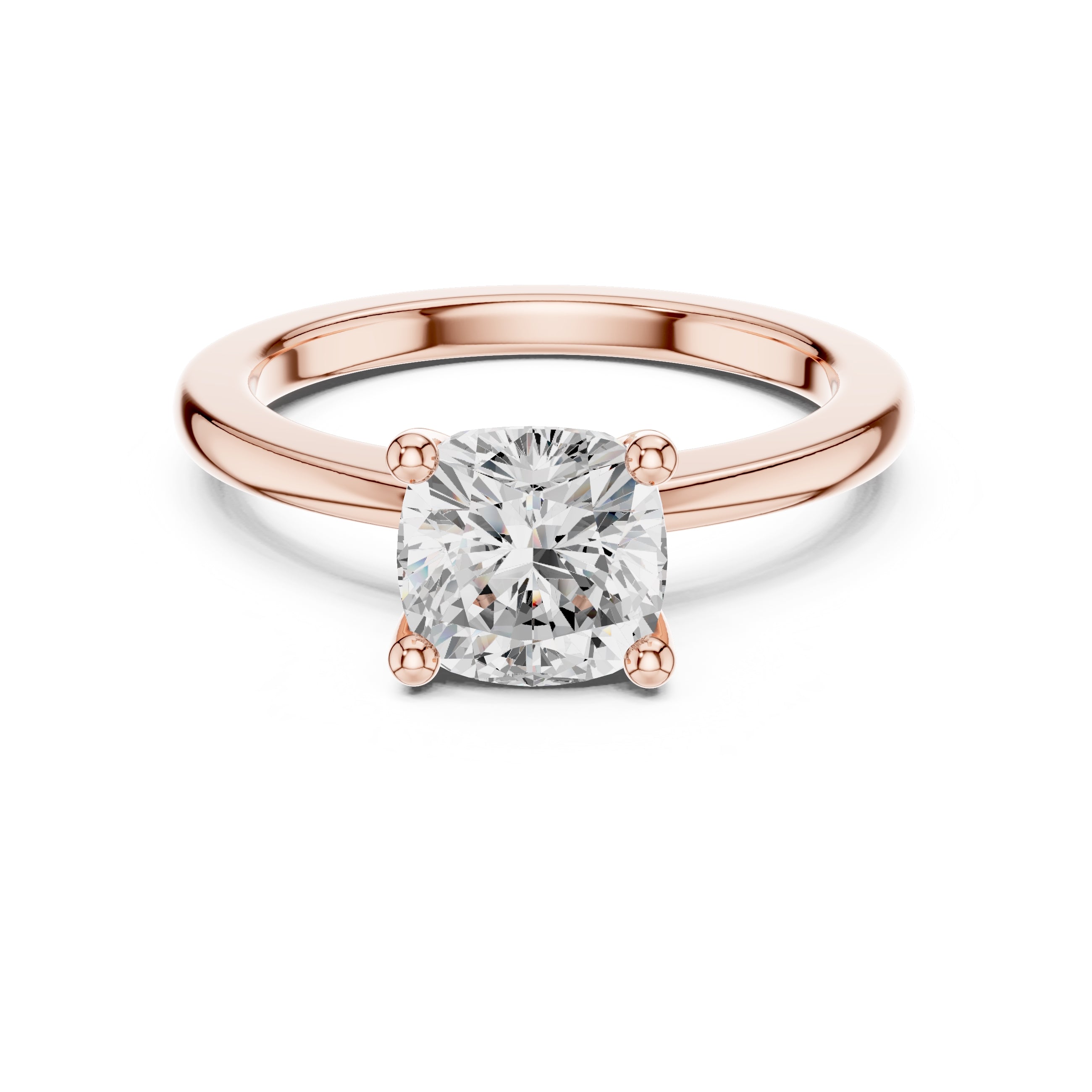 1.50 ct Aura Solitaire Engagement Ring 1.5ct Rose Gold Cushion