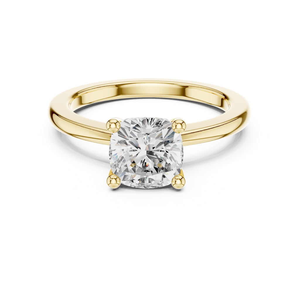 1.50 ct Aura Solitaire Engagement Ring 1.5ct Yellow Gold Cushion
