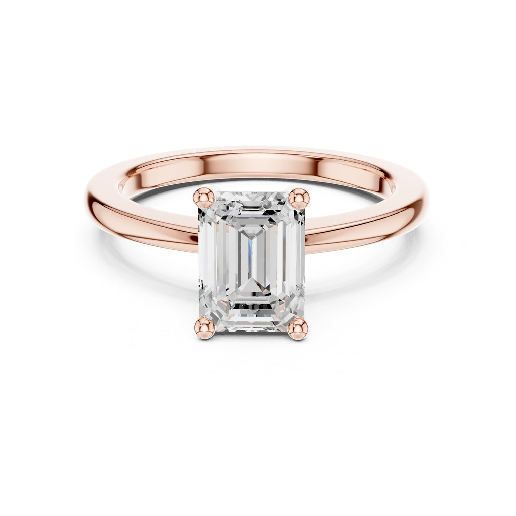 1.50 ct Aura Solitaire Engagement Ring 1.5ct Rose Gold Emerald