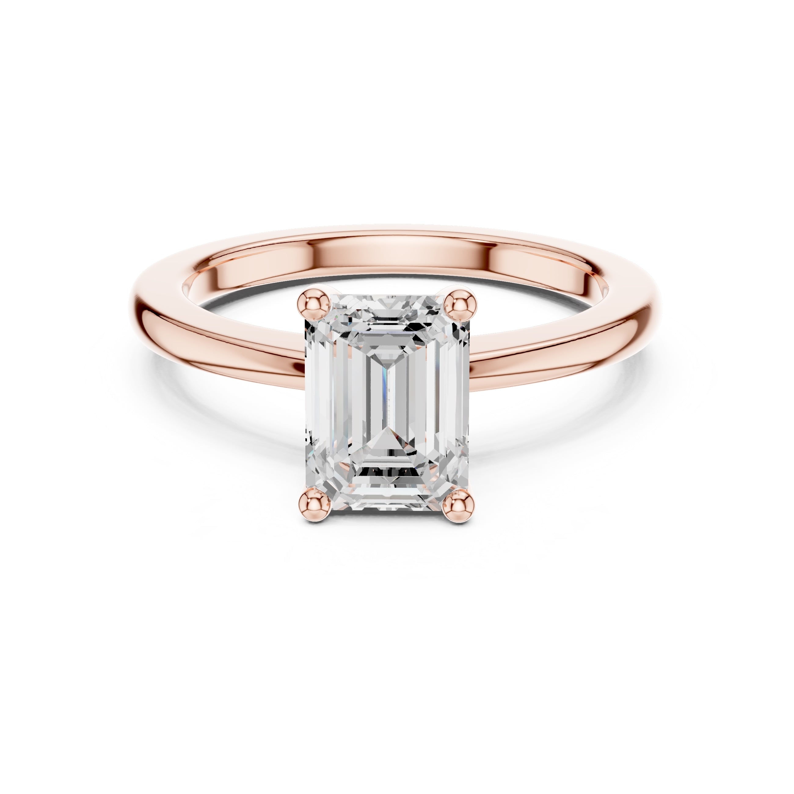 1.50 ct Aura Solitaire Engagement Ring 1.5ct Rose Gold Emerald