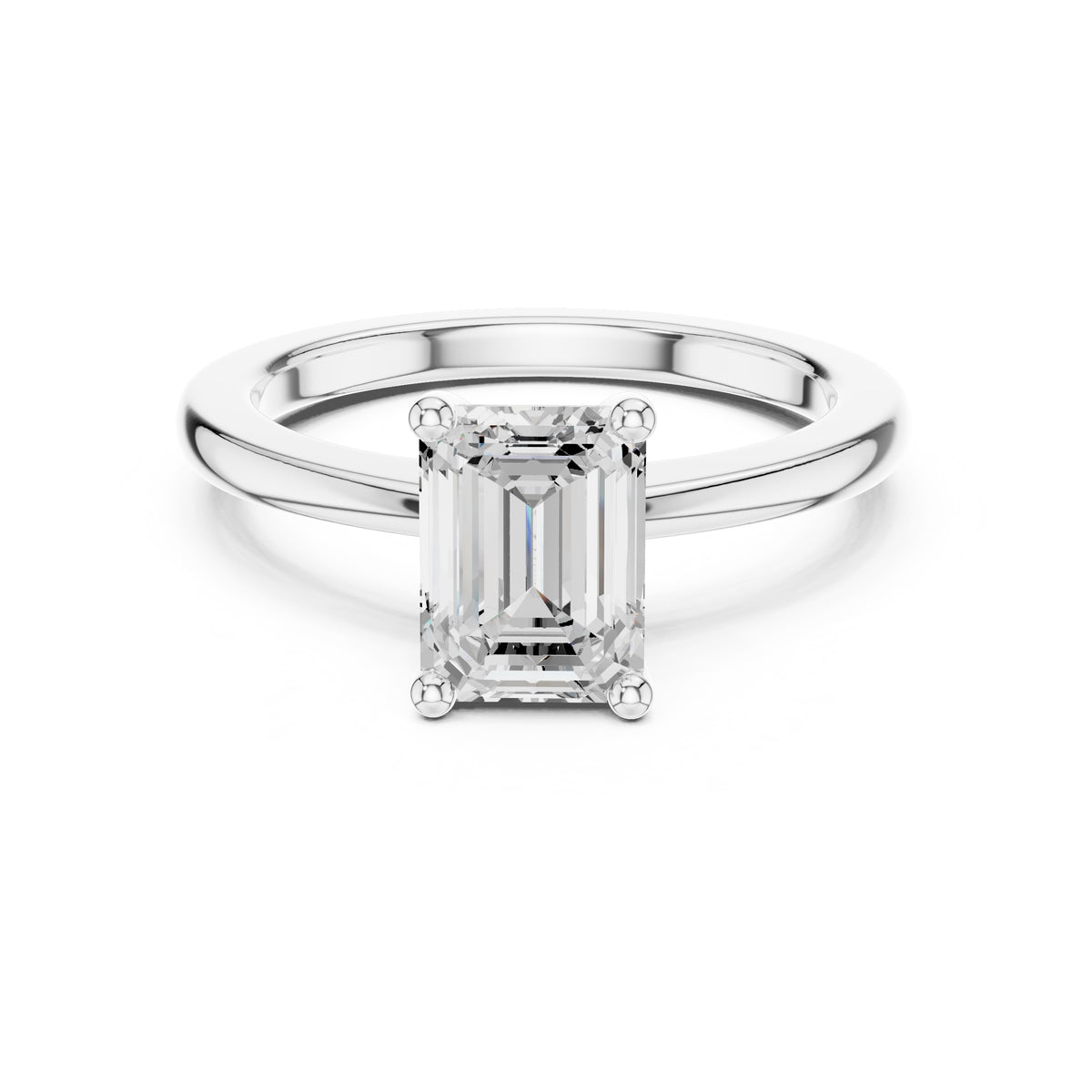 1.50 ct Aura Solitaire Engagement Ring 1.5ct White Gold Emerald