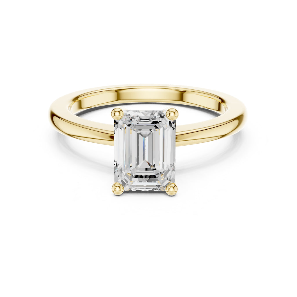 1.50 ct Aura Solitaire Engagement Ring 1.5ct Yellow Gold Emerald