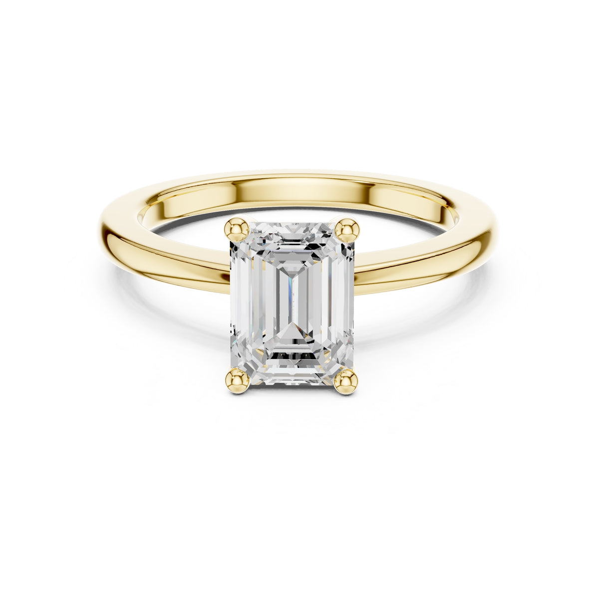 1.50 ct Aura Solitaire Engagement Ring 1.5ct Yellow Gold Emerald
