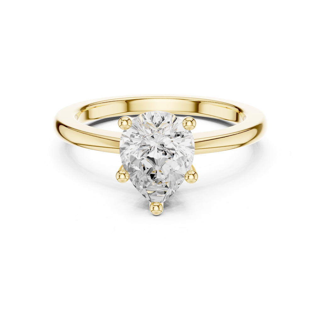 1.50 ct Aura Solitaire Engagement Ring 1.5ct Yellow Gold Pear
