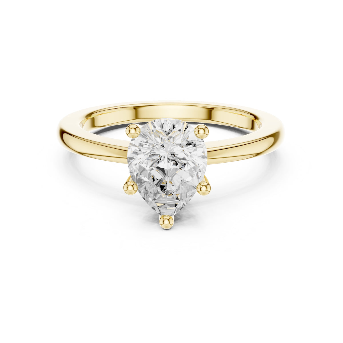 1.50 ct Aura Solitaire Engagement Ring 1.5ct Yellow Gold Pear