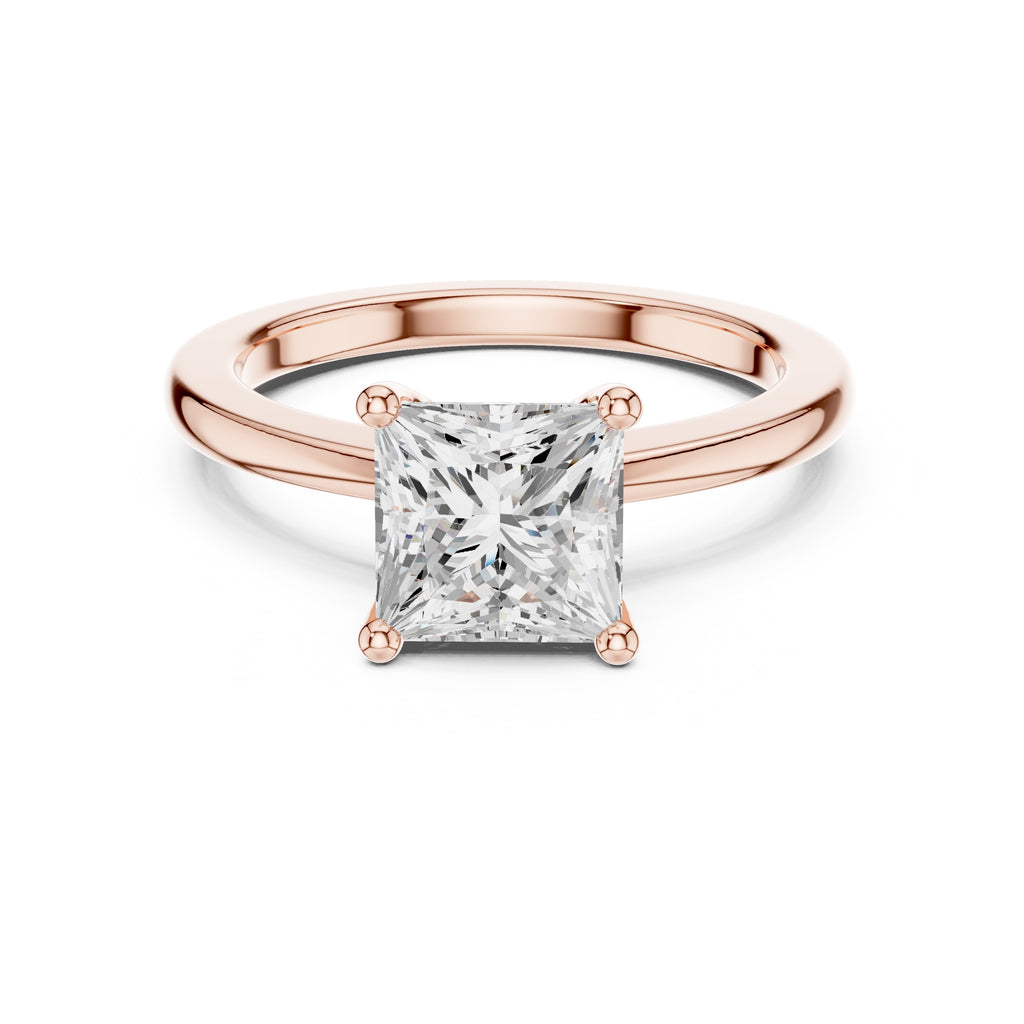 1.50 ct Aura Solitaire Engagement Ring 1.5ct Rose Gold Princess