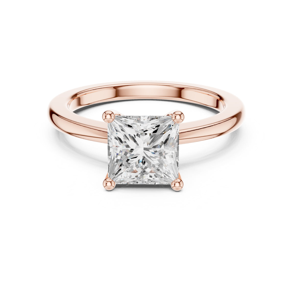 1.50 ct Aura Solitaire Engagement Ring 1.5ct Rose Gold Princess
