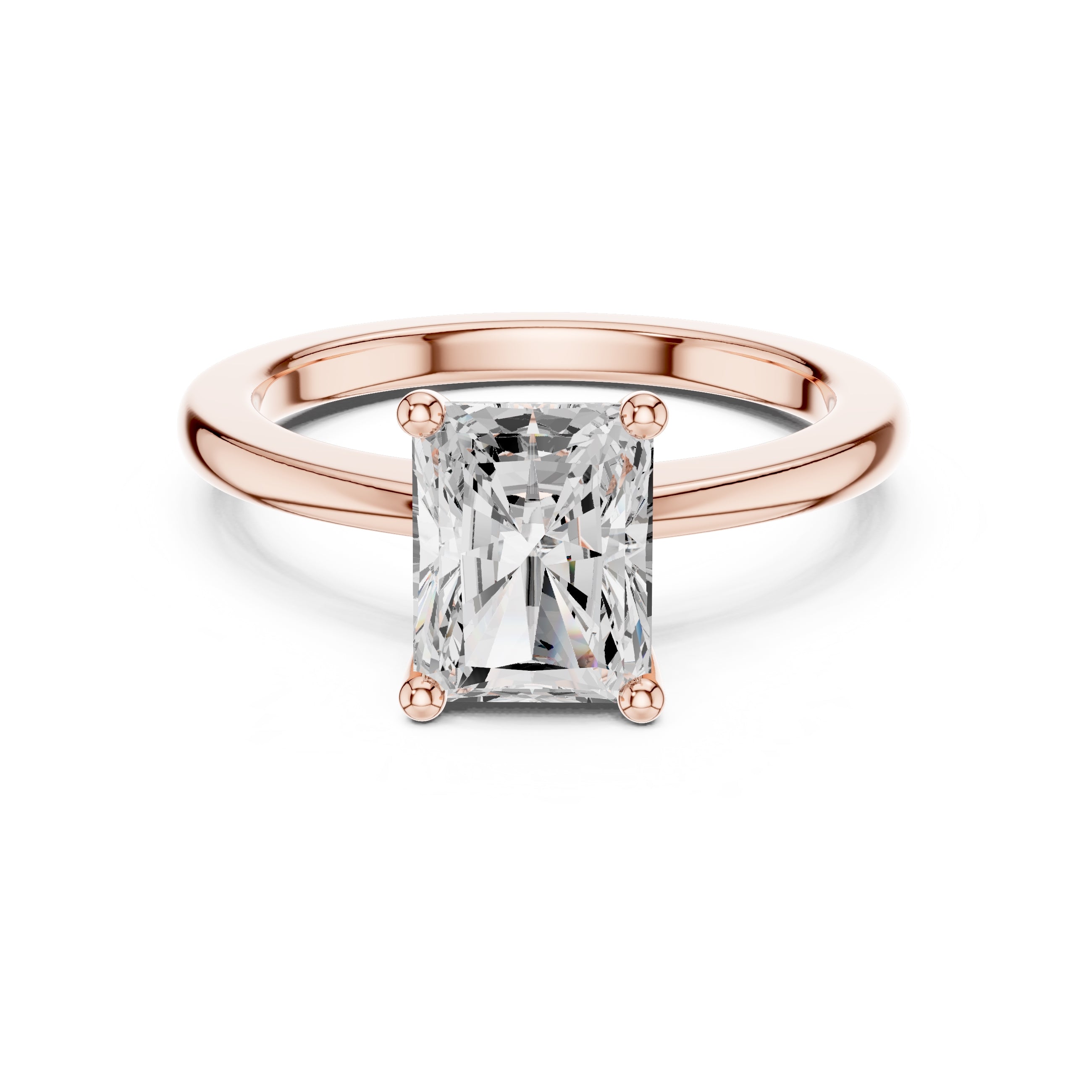 1.50 ct Aura Solitaire Engagement Ring 1.5ct Rose Gold Radiant