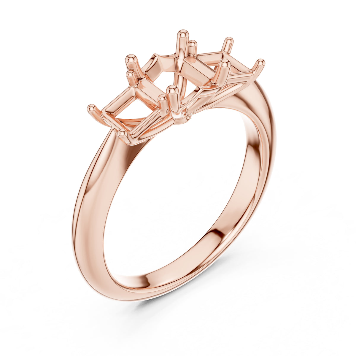 1.00 ct Trilogy Trio Engagement Ring 1ct Rose Gold Asscher