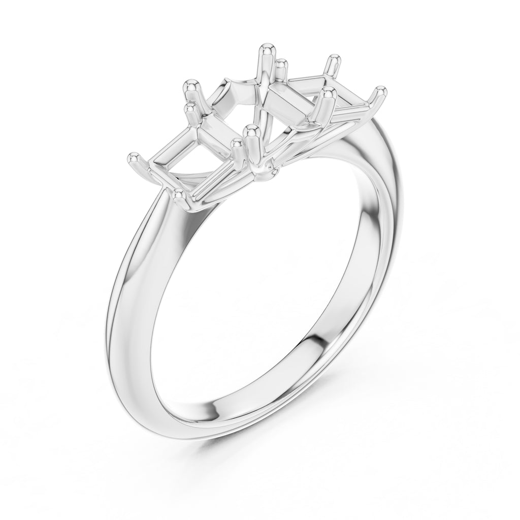 1.00 ct Trilogy Trio Engagement Ring 1ct White Gold Asscher
