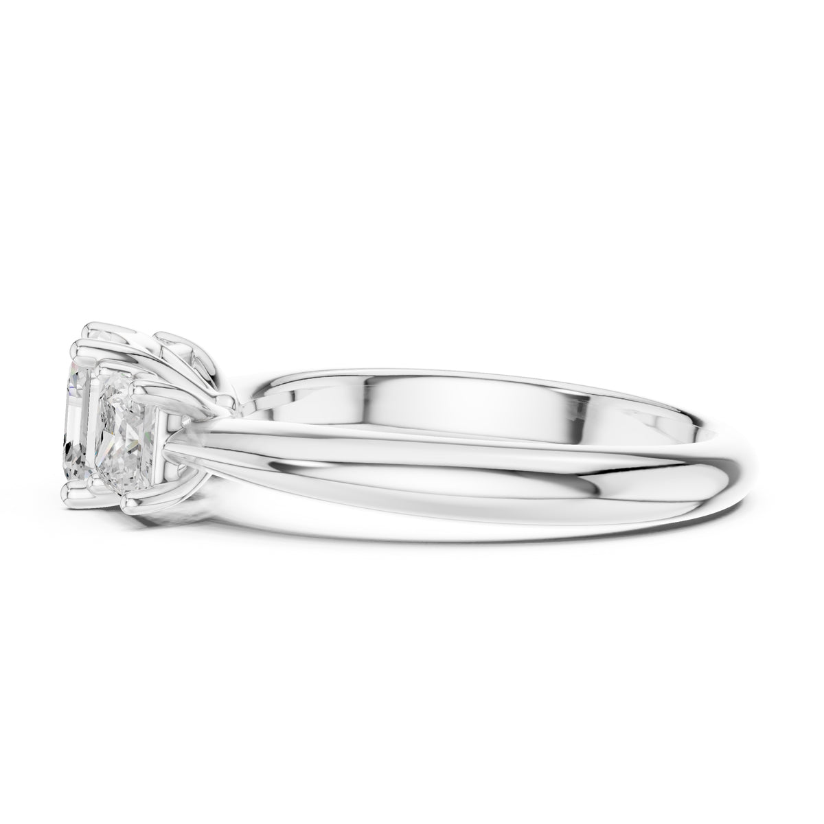 1.00 ct Trilogy Trio Engagement Ring 1ct White Gold Asscher