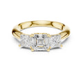 1.00 ct Trilogy Trio Engagement Ring 1ct Yellow Gold Asscher