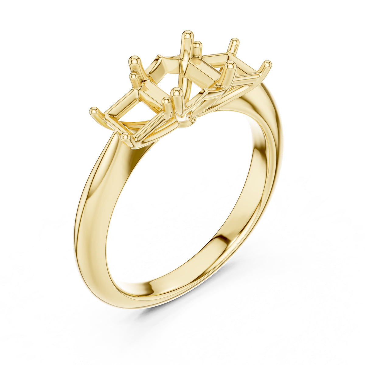 1.00 ct Trilogy Trio Engagement Ring 1ct Yellow Gold Asscher