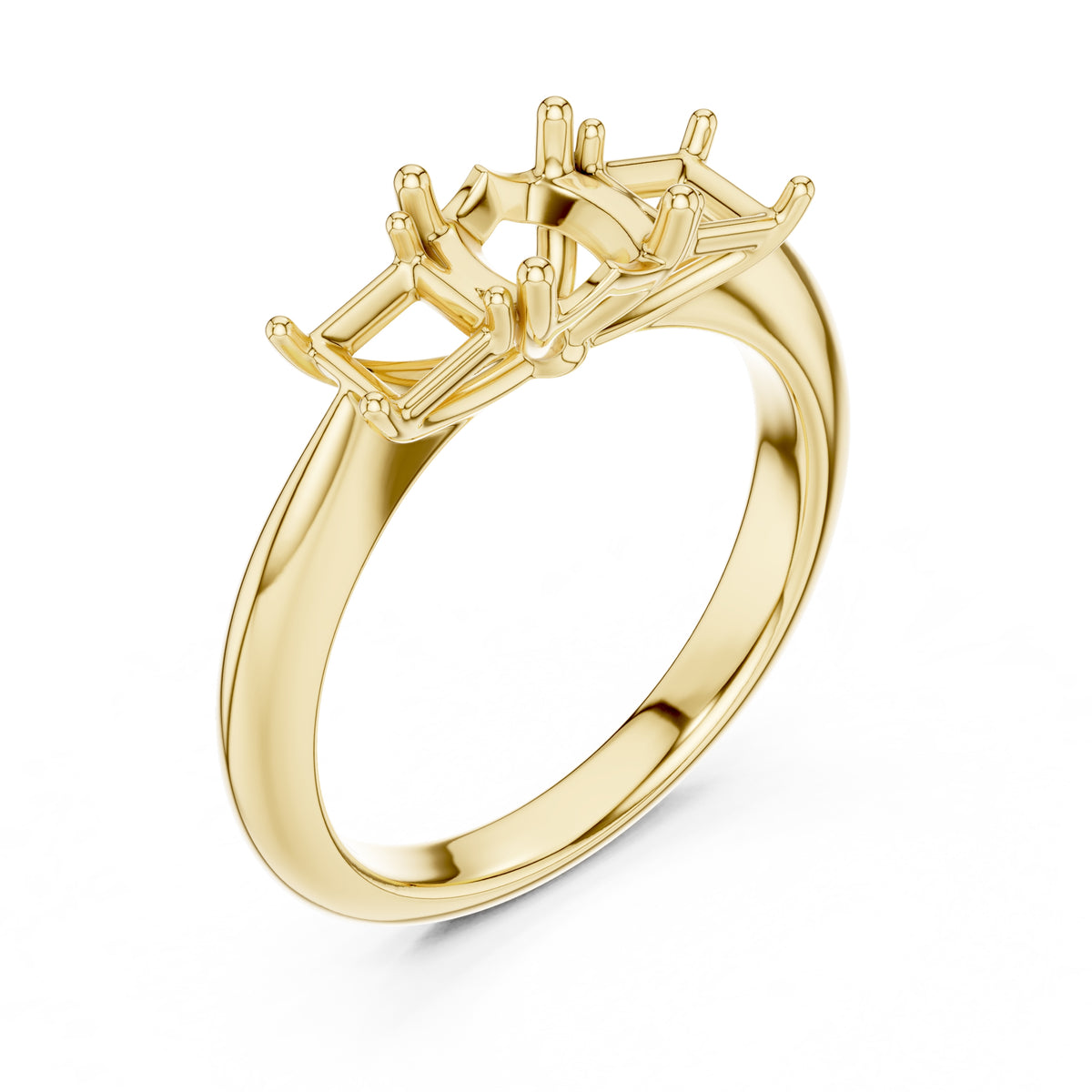 1.00 ct Trilogy Trio Engagement Ring 1ct Yellow Gold Cushion