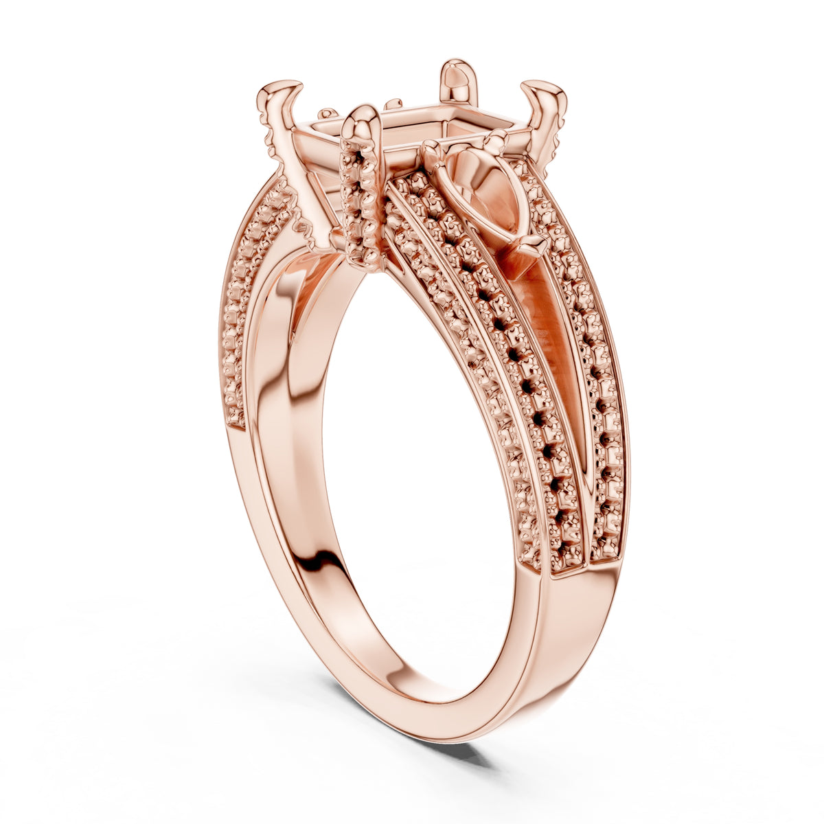 2.00 ct Celestial Trio Engagement Ring 2ct Rose Gold Radiant