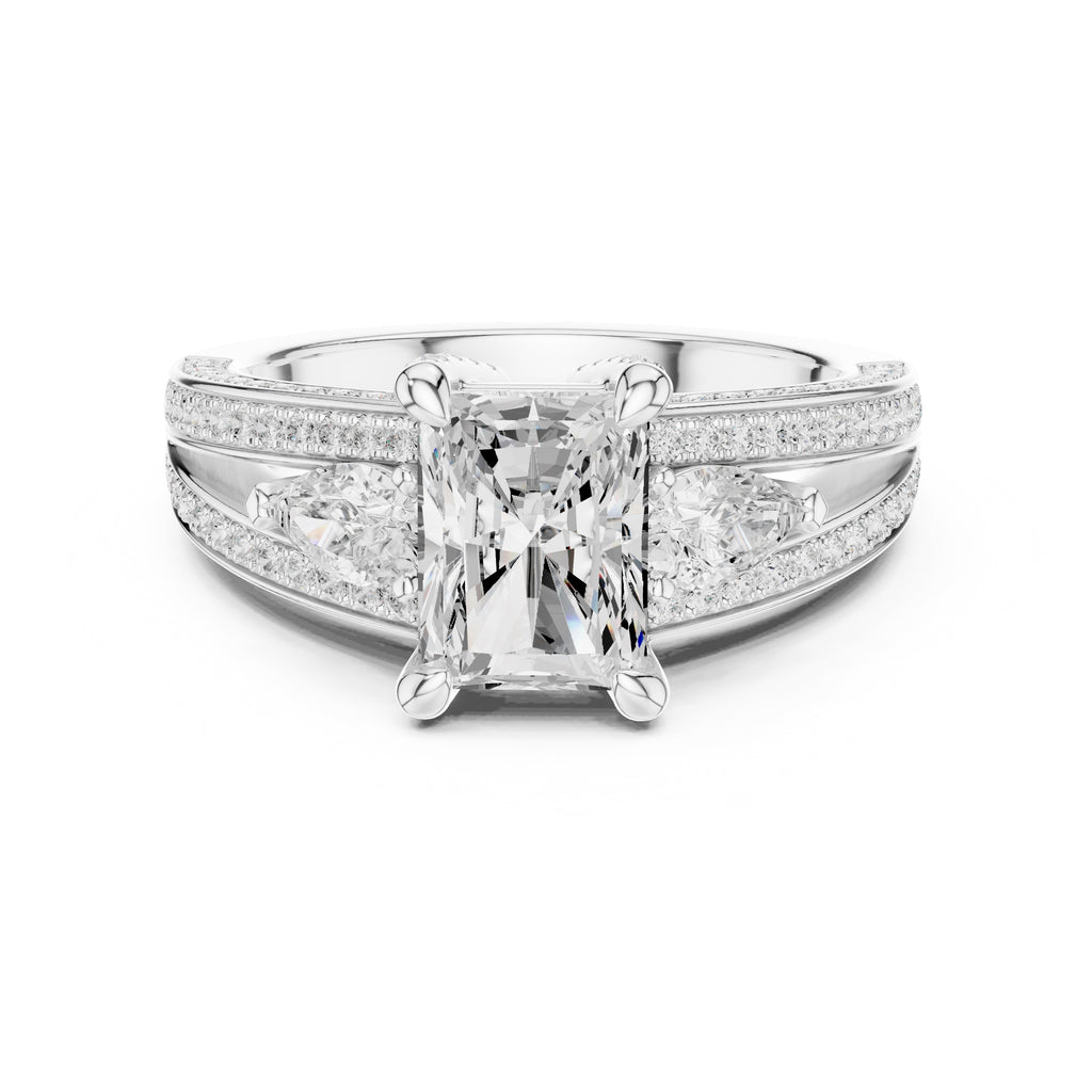 2.00 ct Celestial Trio Engagement Ring 2ct White Gold Radiant