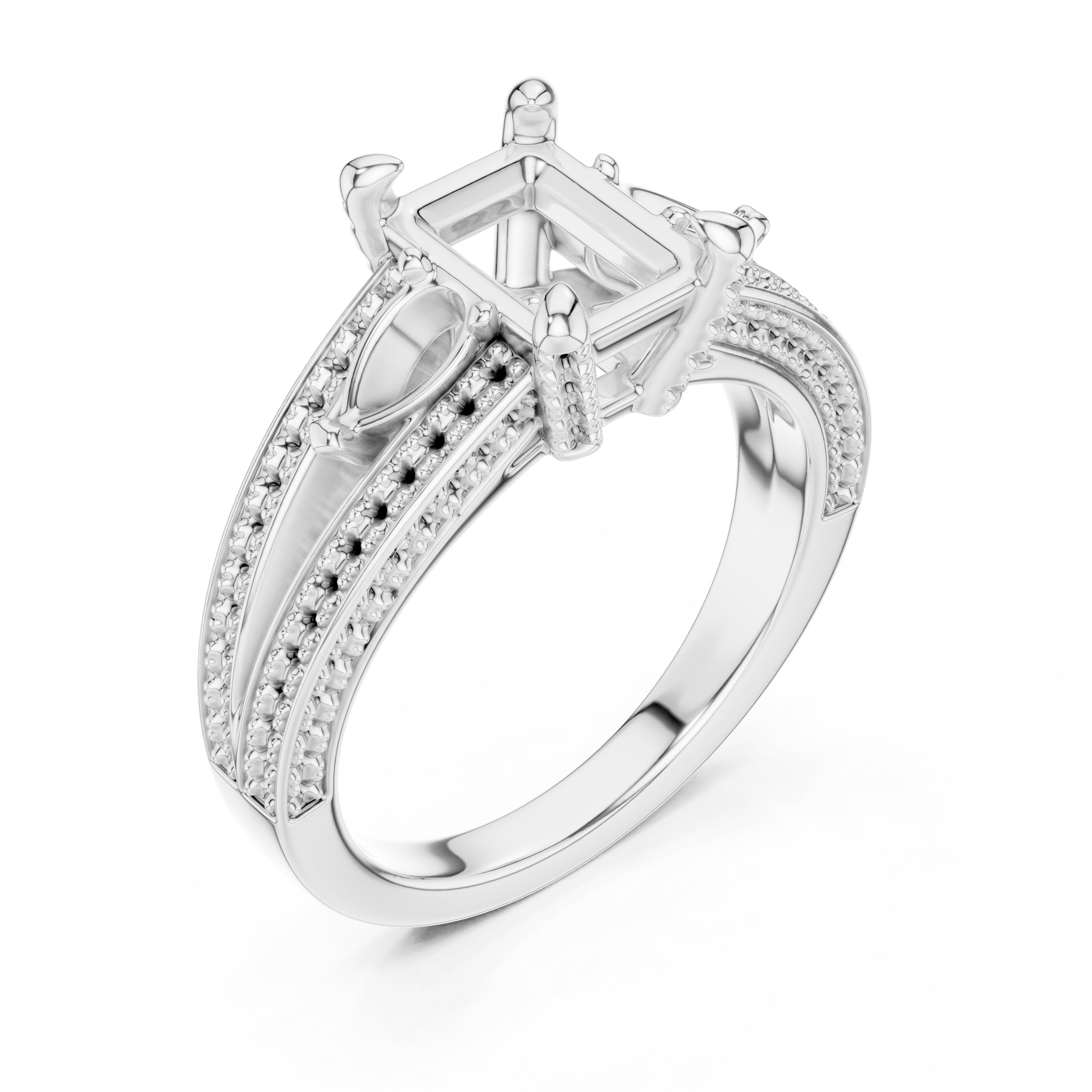 2.00 ct Celestial Trio Engagement Ring 2ct White Gold Radiant