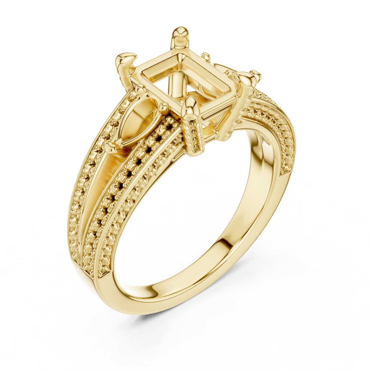 2.00 ct Celestial Trio Engagement Ring 2ct Yellow Gold Radiant