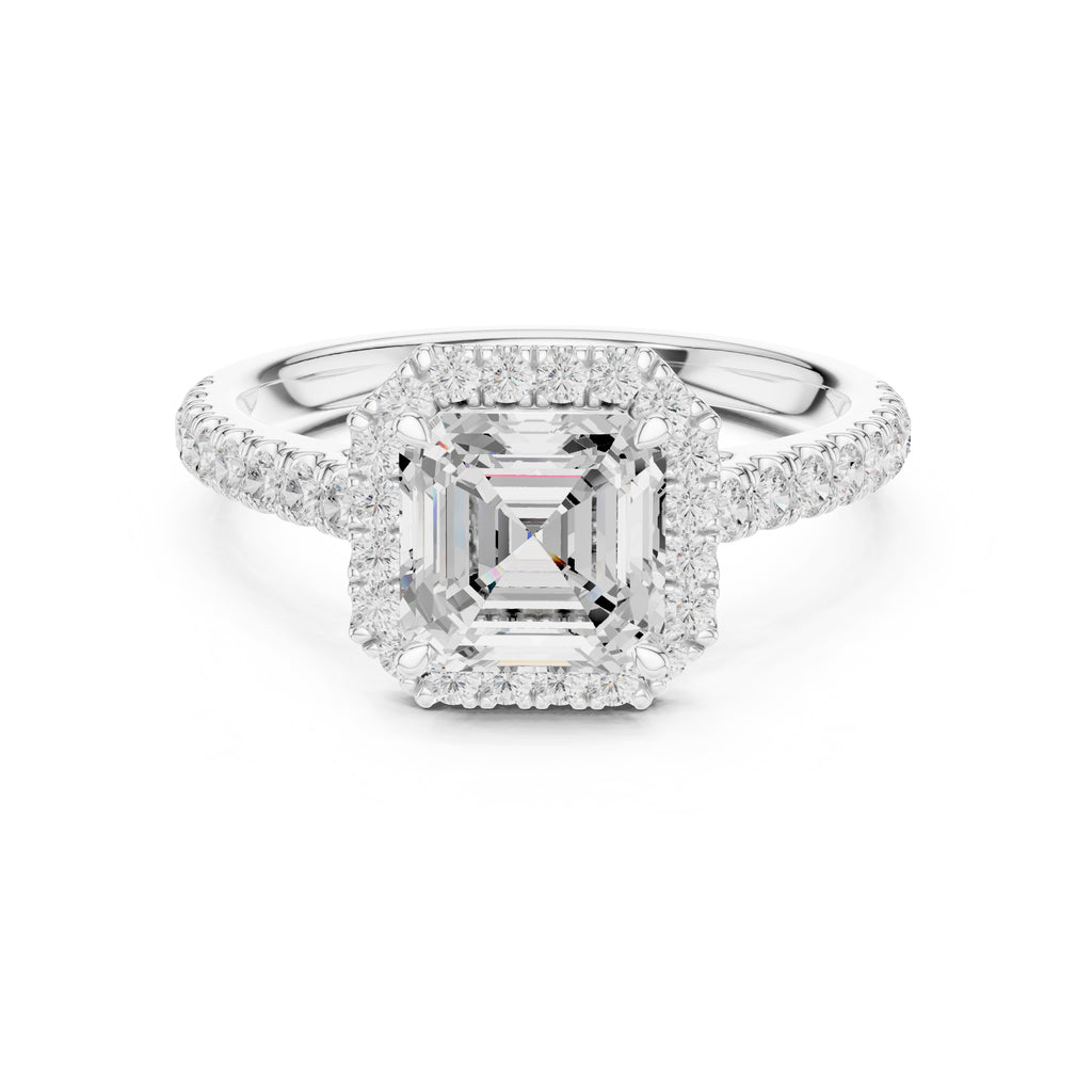 1.50 ct Nova Halo Engagement Ring 1.5ct White Gold Asscher