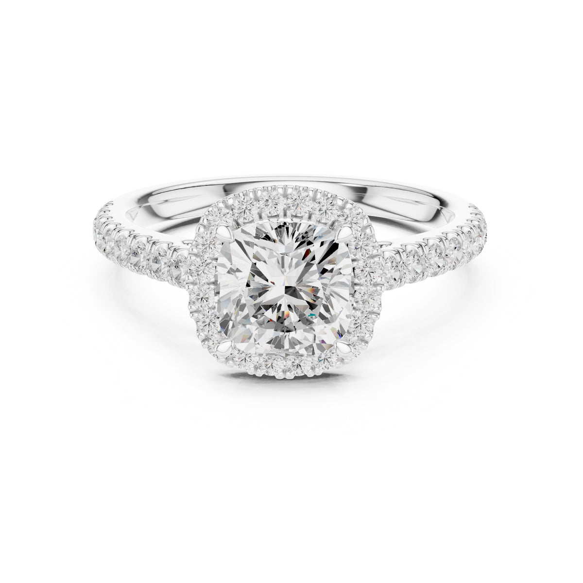 1.50 ct Nova Halo Engagement Ring 1.5ct White Gold Cushion