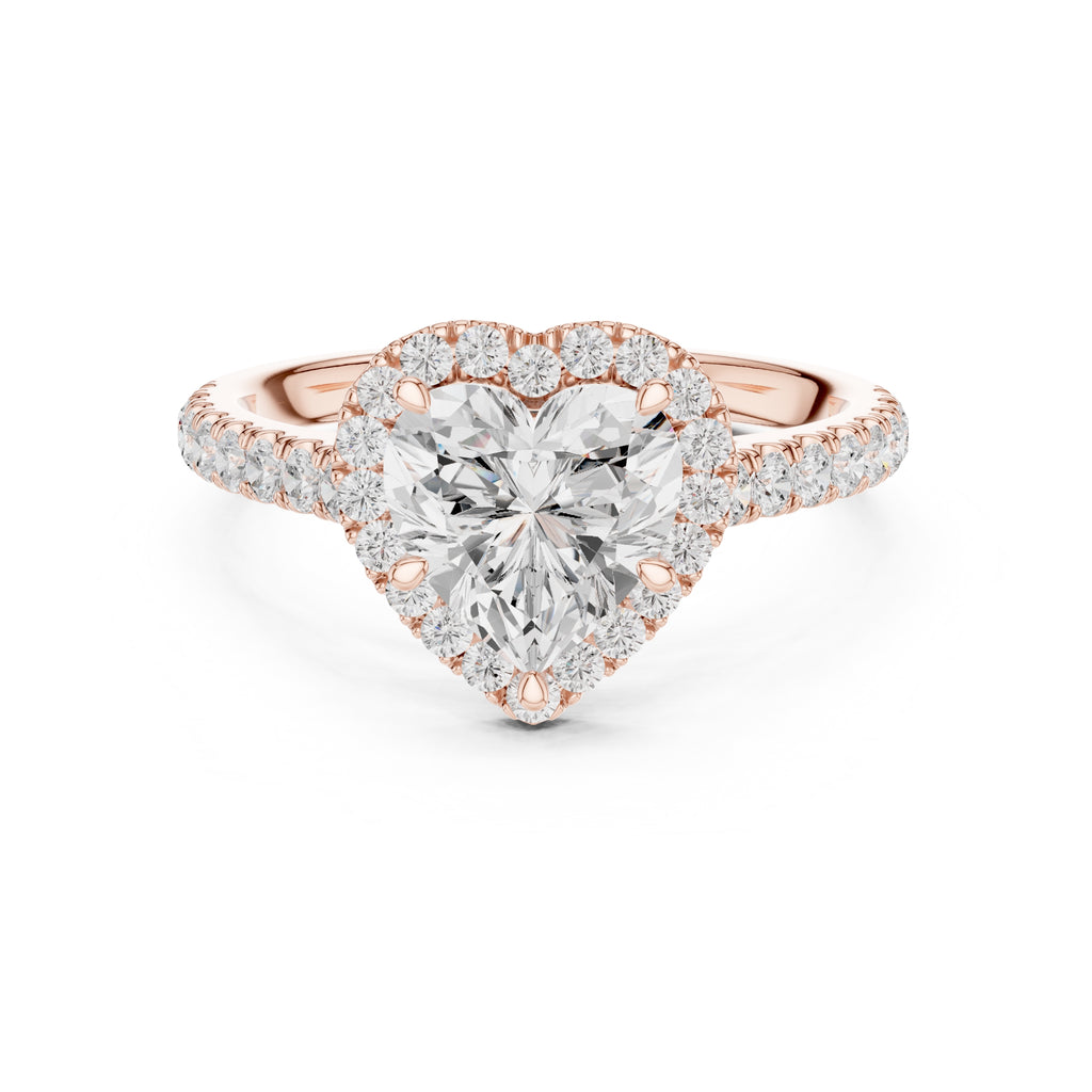 1.50 ct Nova Halo Engagement Ring 1.5ct Rose Gold Heart