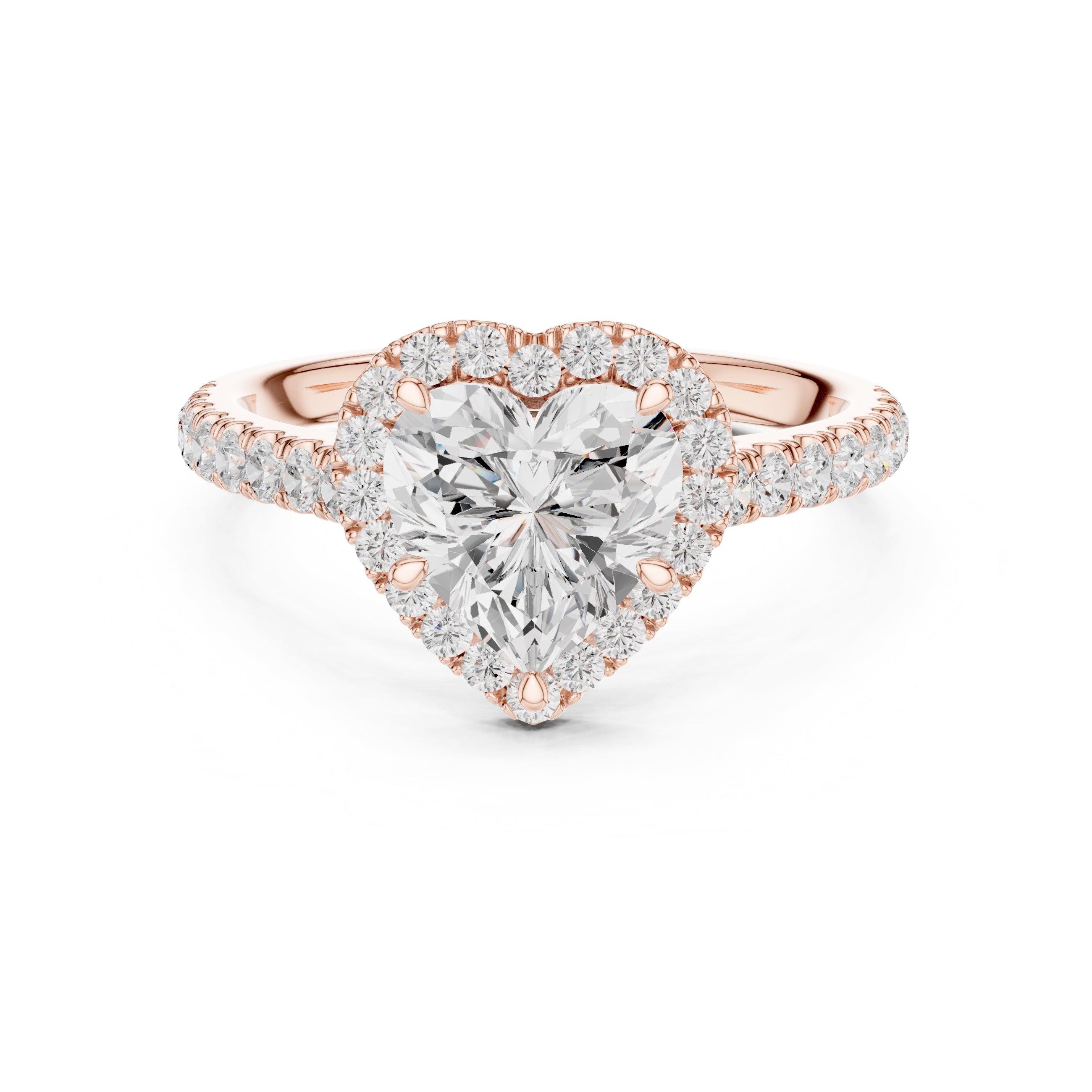 1.50 ct Nova Halo Engagement Ring 1.5ct Rose Gold Heart