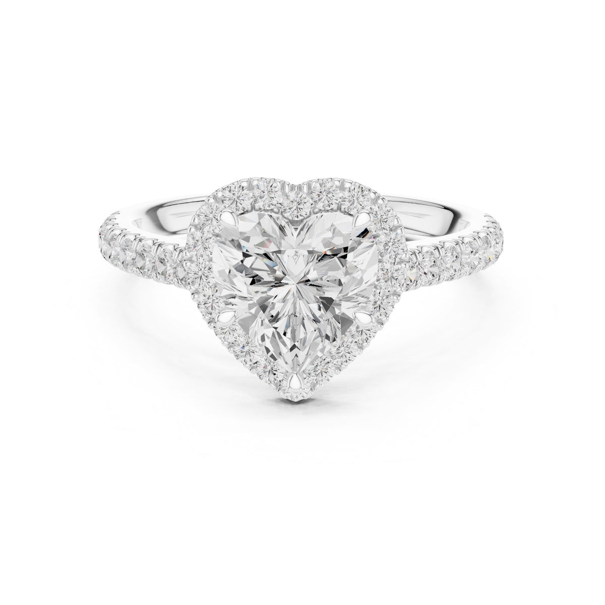 1.50 ct Nova Halo Engagement Ring 1.5ct White Gold Heart