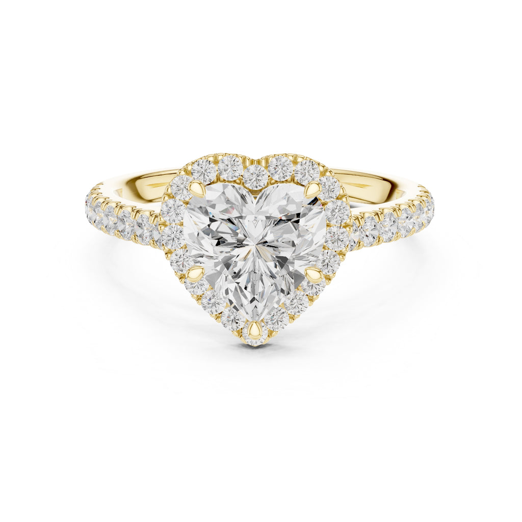 1.50 ct Nova Halo Engagement Ring 1.5ct Yellow Gold Heart