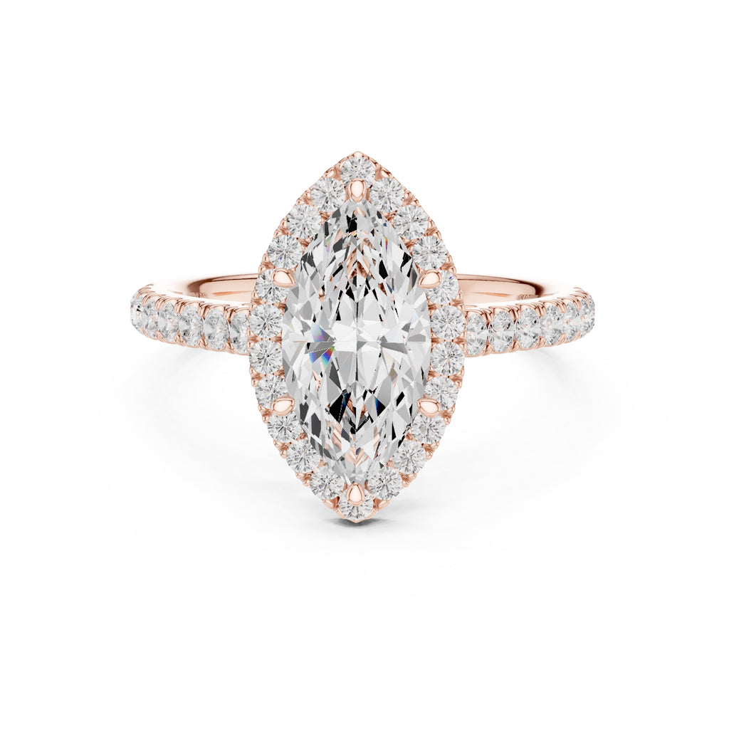 1.50 ct Nova Halo Engagement Ring 1.5ct Rose Gold Marquise