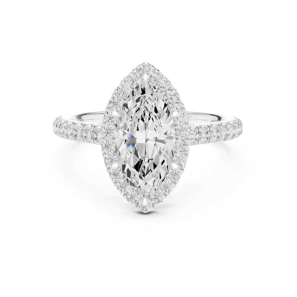 1.50 ct Nova Halo Engagement Ring 1.5ct White Gold Marquise