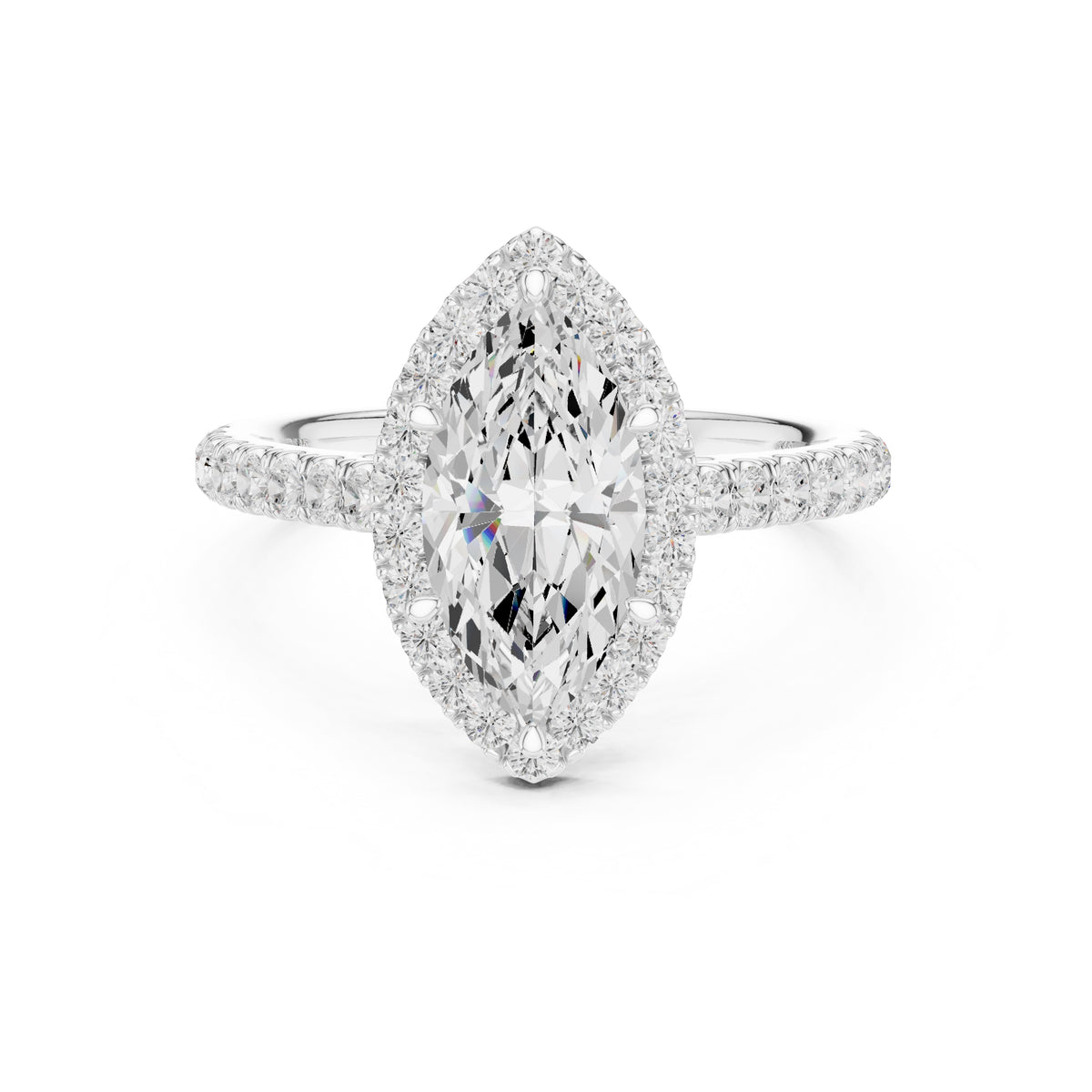 1.50 ct Nova Halo Engagement Ring 1.5ct White Gold Marquise