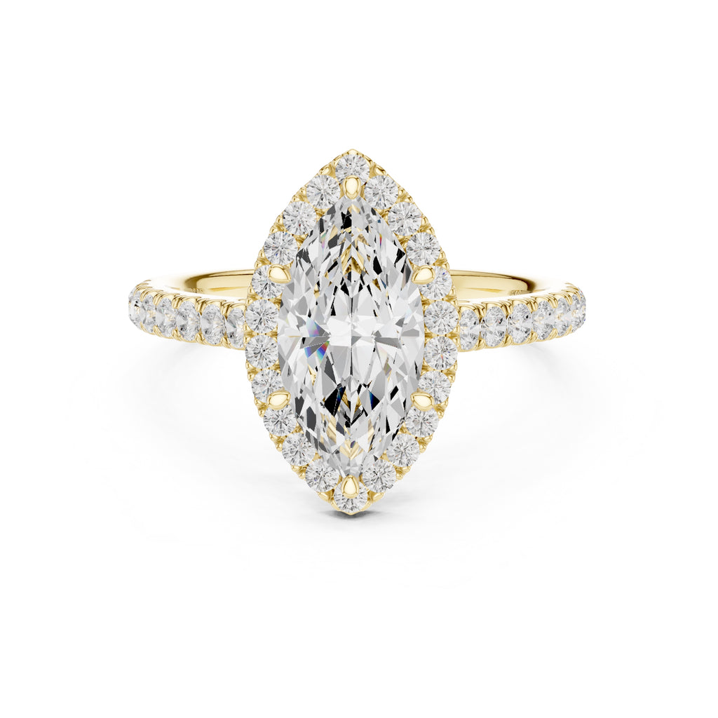 1.50 ct Nova Halo Engagement Ring 1.5ct Yellow Gold Marquise