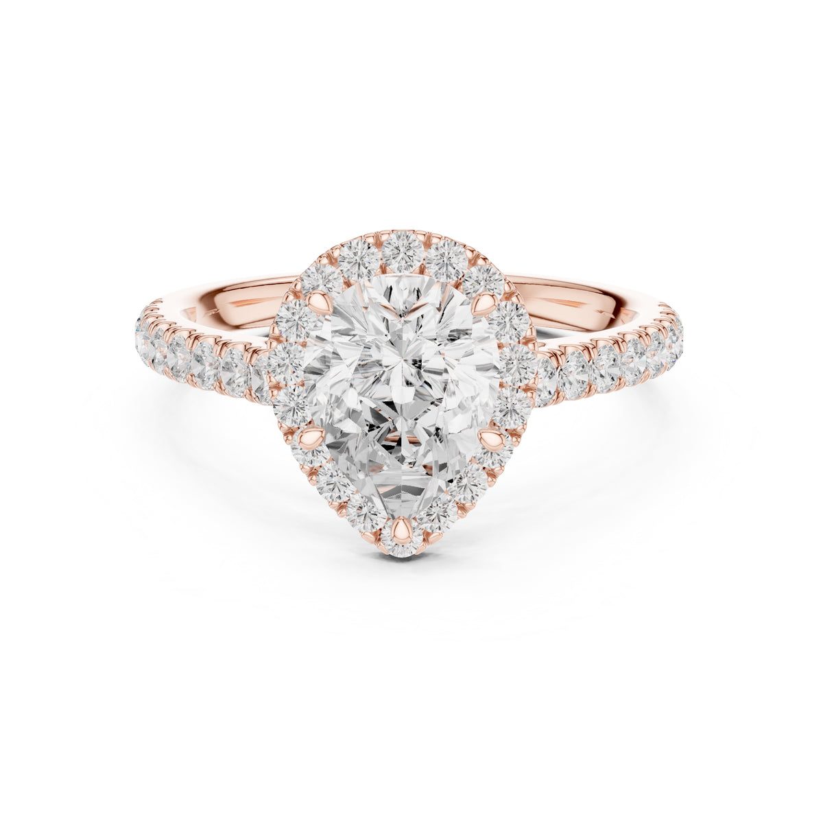 1.50 ct Nova Halo Engagement Ring 1.5ct Rose Gold Pear