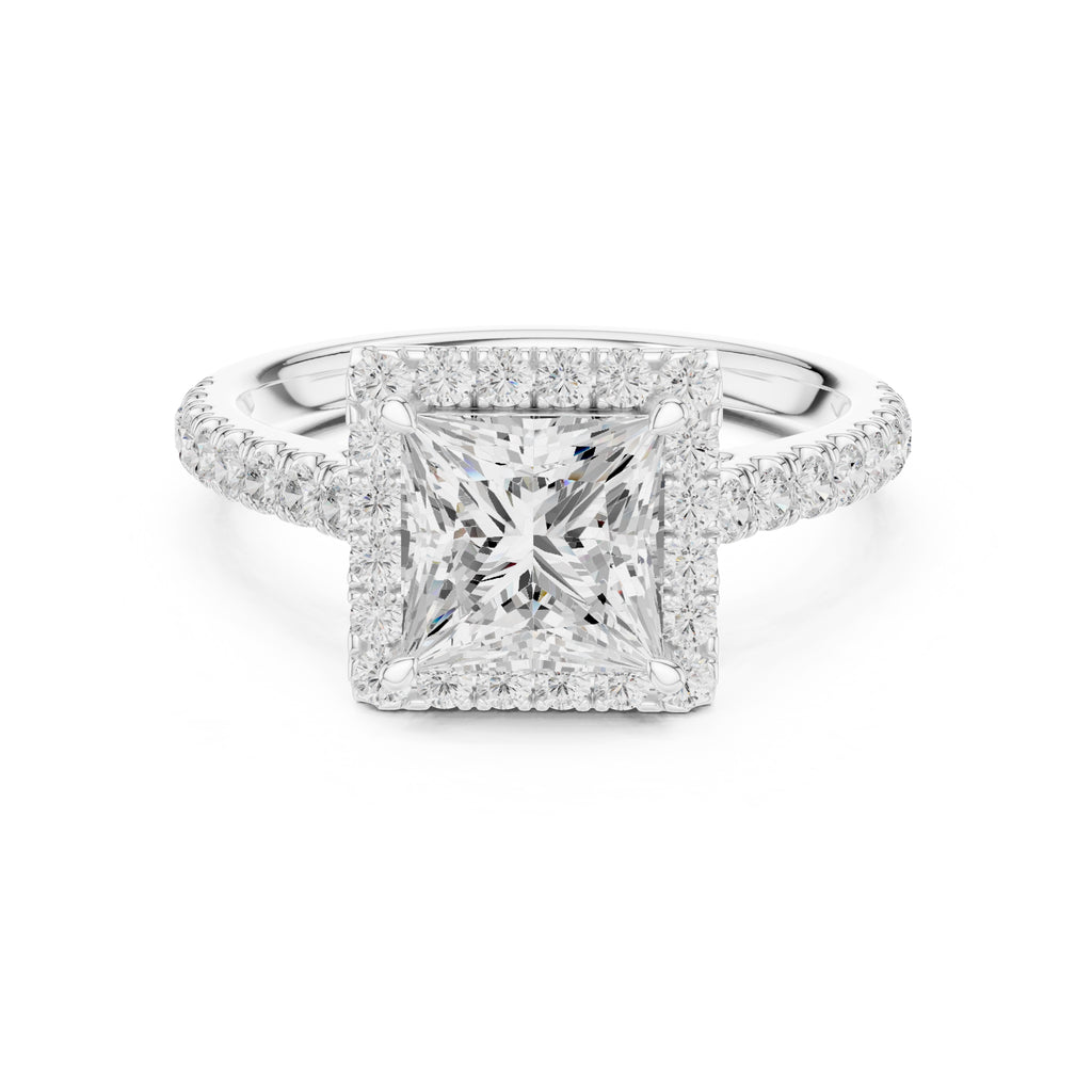 1.50 ct Nova Halo Engagement Ring 1.5ct White Gold Princess