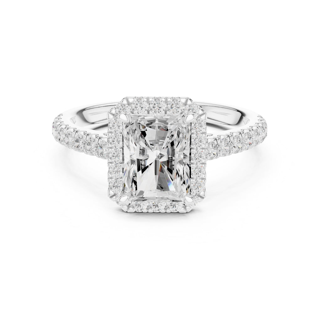 1.50 ct Nova Halo Engagement Ring 1.5ct White Gold Radiant