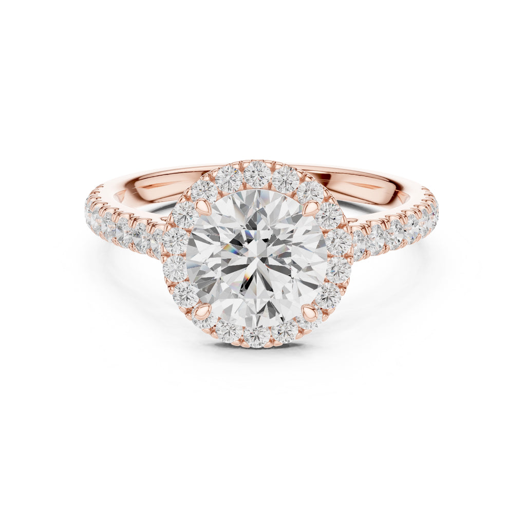1.50 ct Nova Halo Engagement Ring 1.5ct Rose Gold Round